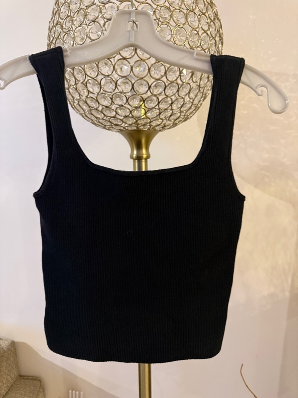 Reformation Black Ribbed Square Neck Tank XS